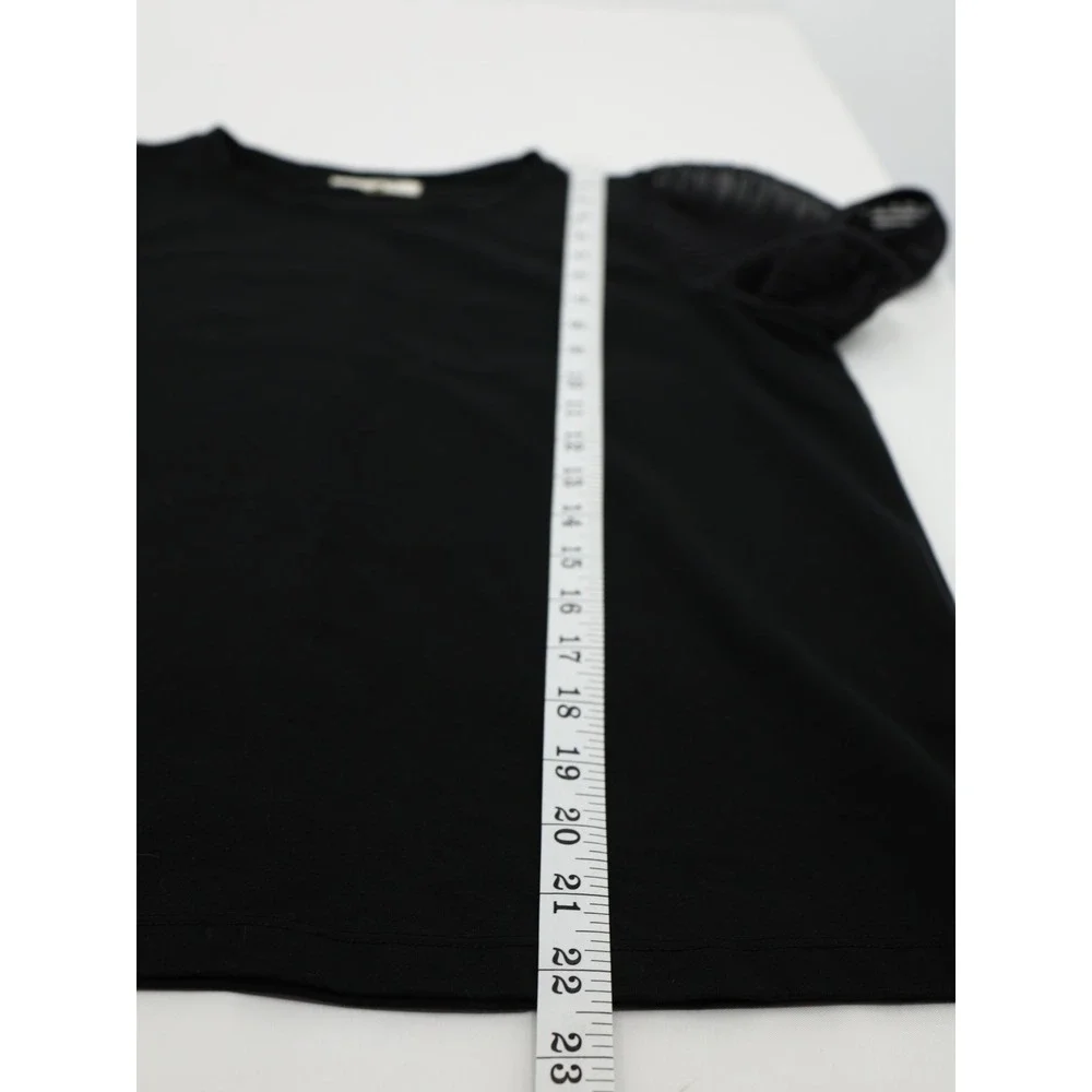 Madewell‎ Women Black Puff Sleeve Sheer Mesh Top Blouse Cotton Blend S